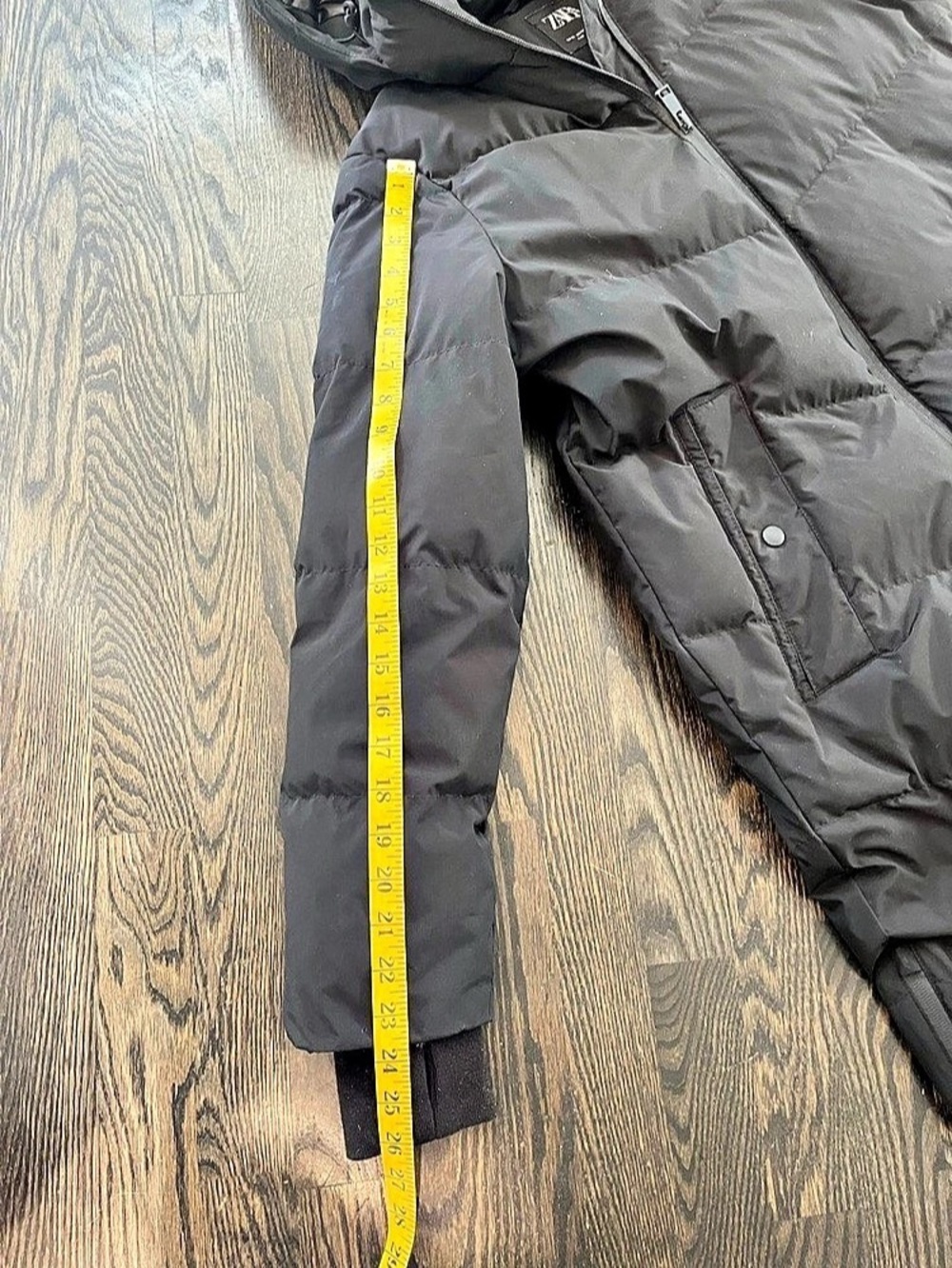 Zara Black Water & Wind Protection Hooded Down Feather Long Puffer Coat Size XS - Picture 15 of 15